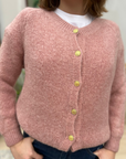 GILET BOUTON-ROSE CHINE