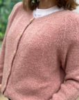GILET BOUTON-ROSE CHINE