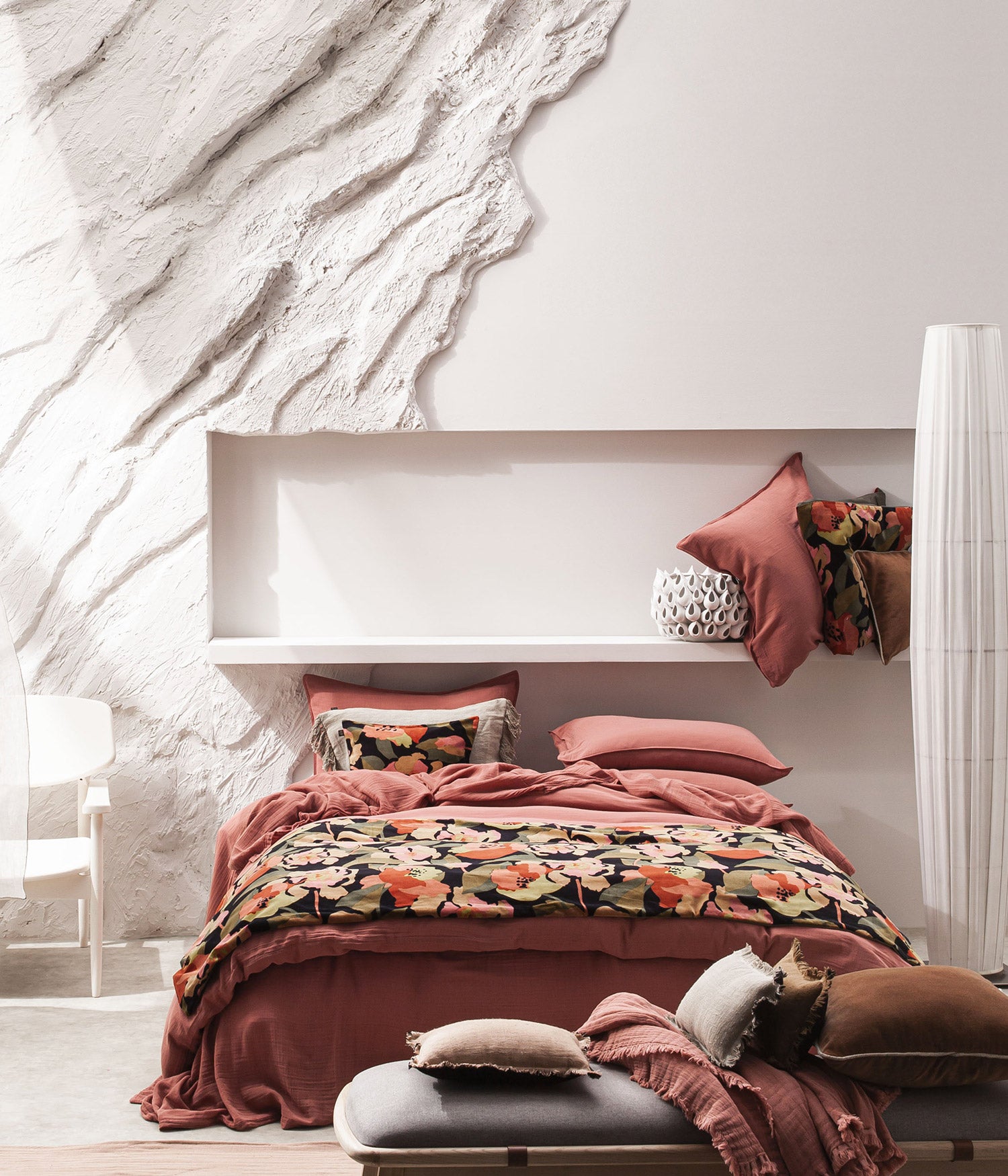 HOUSSE DE COUETTE EN LIN  260 x 240 BOIS DE ROSE