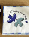 Lot de 20 Serviettes papier amour oiseau bleu
