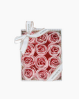 Coffret de 12 roses de savon roses et blanches - Parfum rose