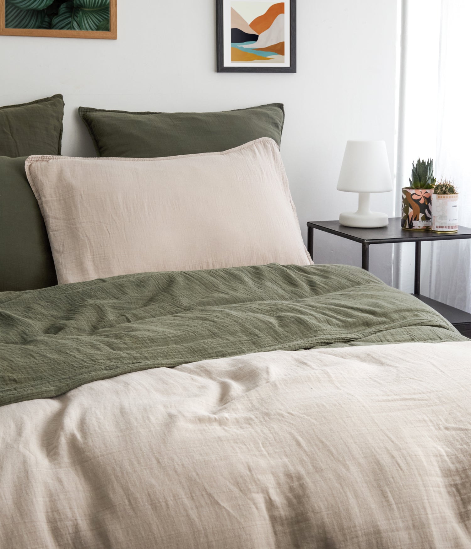 housse couette 240*220 kaki