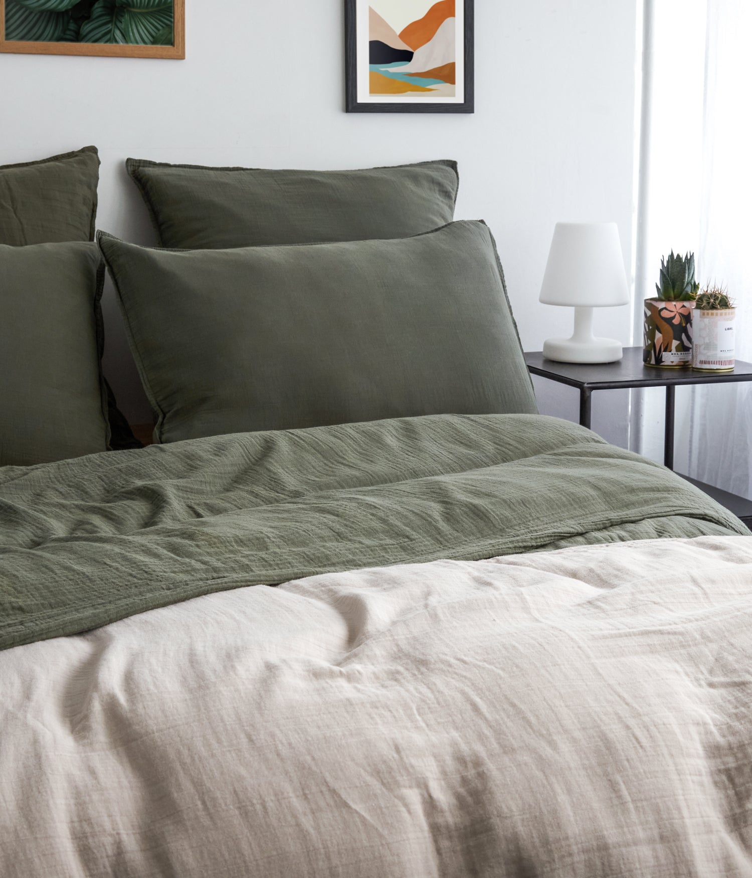 housse couette 240*220 kaki