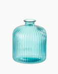 VASE BOTTLE STRIPE AQUA SMALL