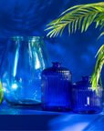 VASE BOTTLE STRIPE BLUE LARGE