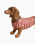 Sculpture Chien teckel "Smockey" - Rayé Bleu/Rouge