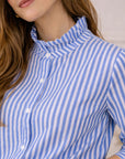 Chemise rayures col froufrou – Bleu Royal