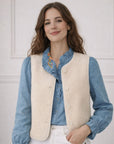 Gilet Sans Manches écru - Effet Laine Bouclée
