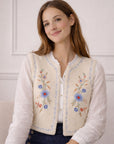 Gilet Sans Manches Brodé – Effet Laine Bouclée