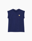 T-shirt bleu coeur doré