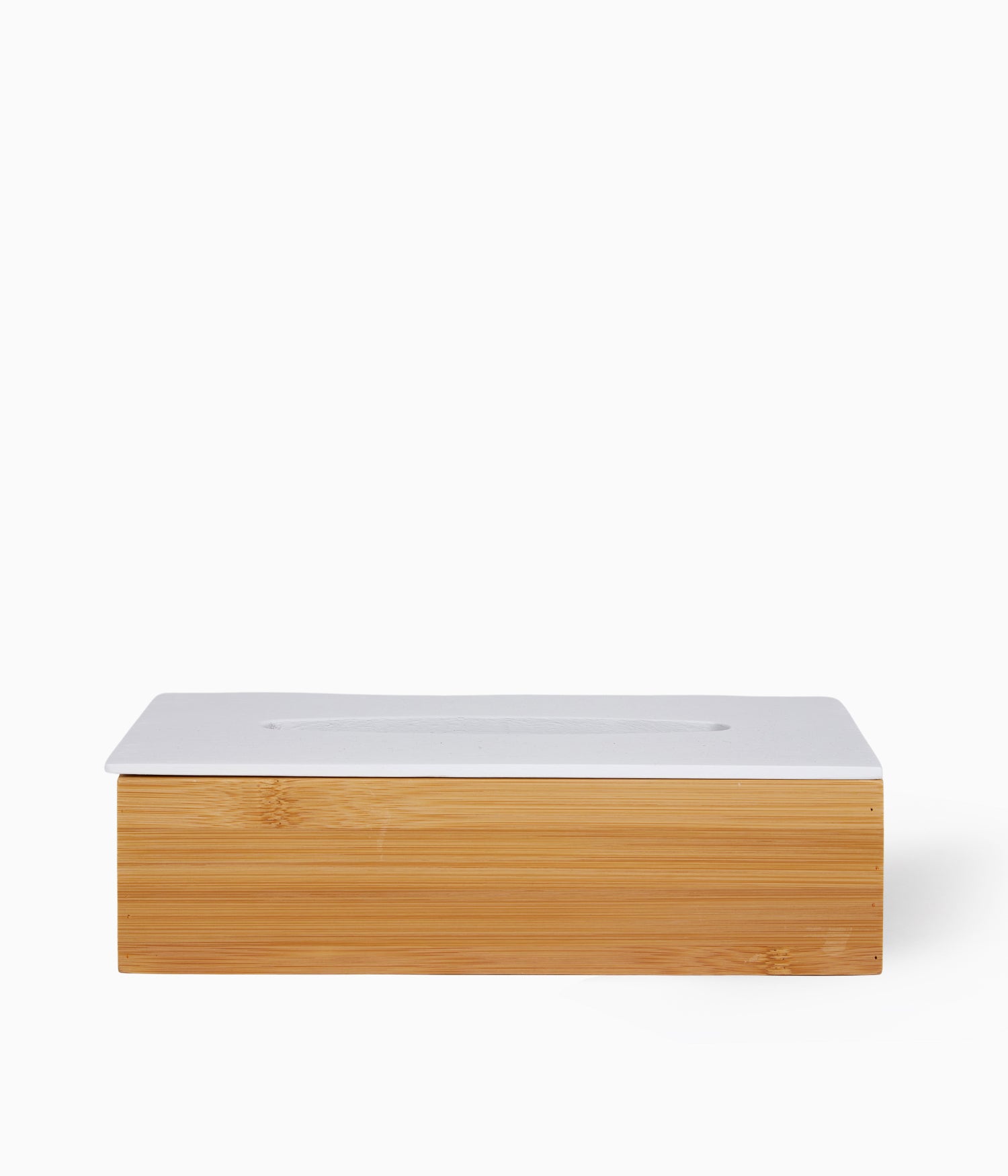 Boîte à Mouchoirs Carrée Bambou Et Polypropylène - Couvercle Amovible Blanc
