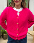 GILET BOUTON-FUSHIA FLUO
