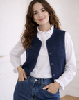 Gilet sans manches Marine – Effet bouclé