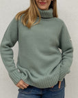 PULL COL ROULE FEMME -CELADON