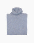 PULL COL ROULE CHINÉ - CIEL/BEIGE