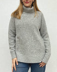 PULL COL ROULE FEMME -GRIS CLAIR