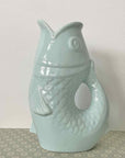 Vase pichet Poisson Grand Modèle bleu givré L16,5 P11 H25,3cm