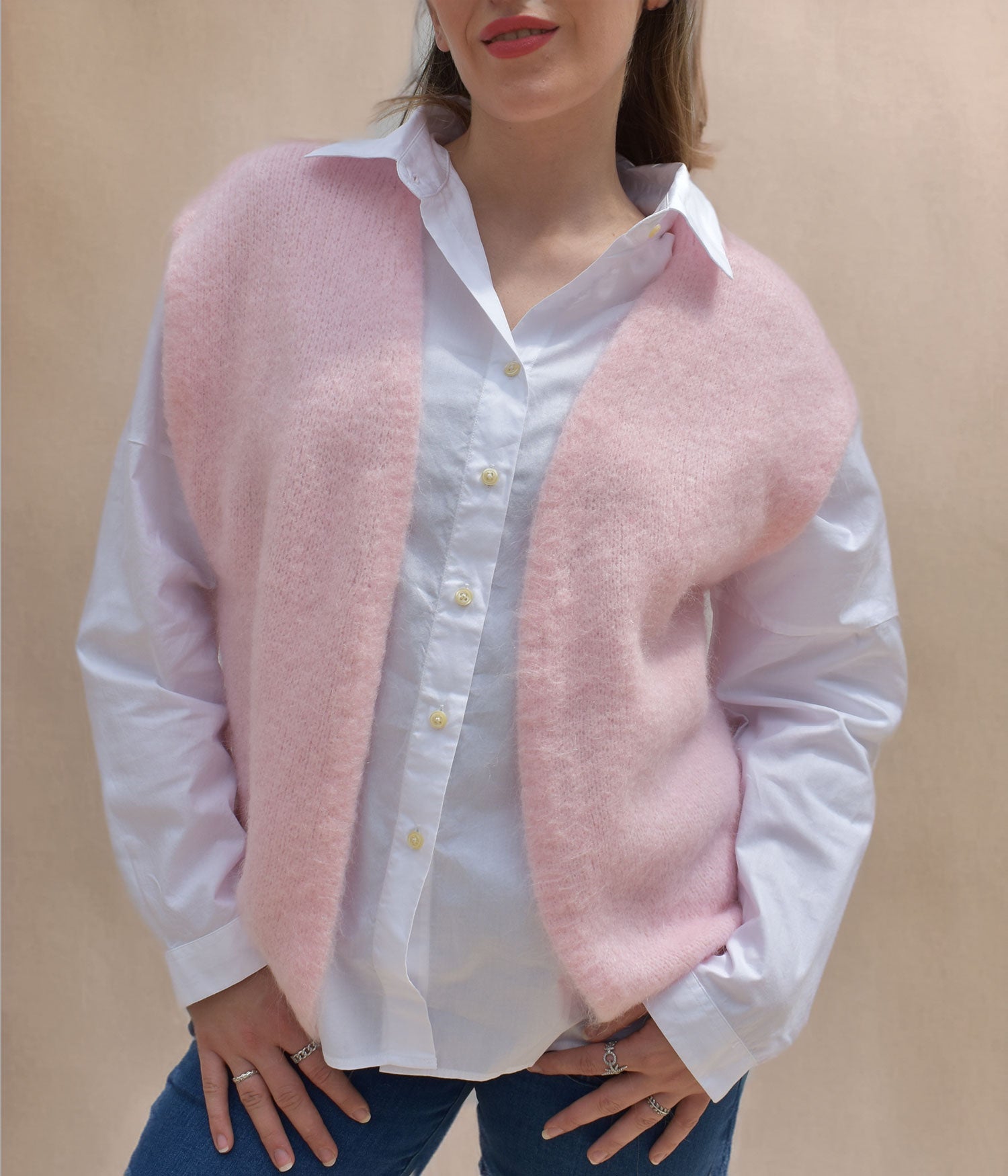 Gilet sans manches Rose pale – Le Grand Comptoir - Main Image
