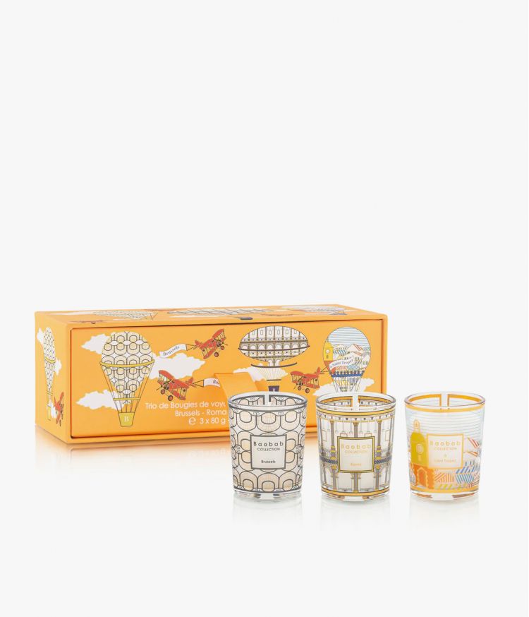 BOUGIES TRIO TRAVEL CANDLES MY FIRST BRUSSELS - ROMA A SAINT-TROPEZ