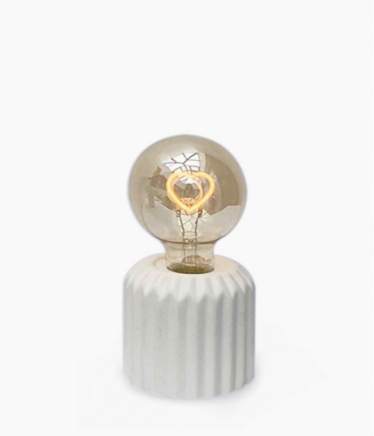 Lampe décorative mini blanche coeur LED à piles D8,7 H17,5cm
