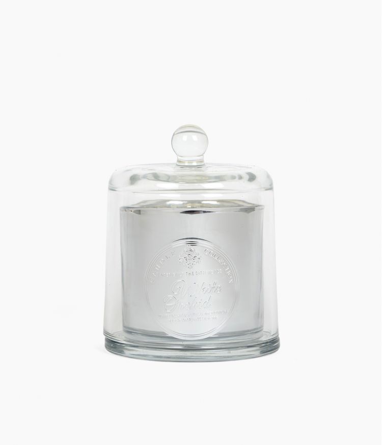 bougie cloche metal pm white orchid