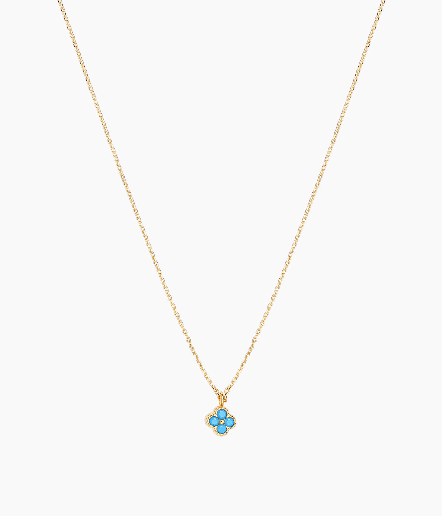 COLLIER TREFLE TURQUOISE PO