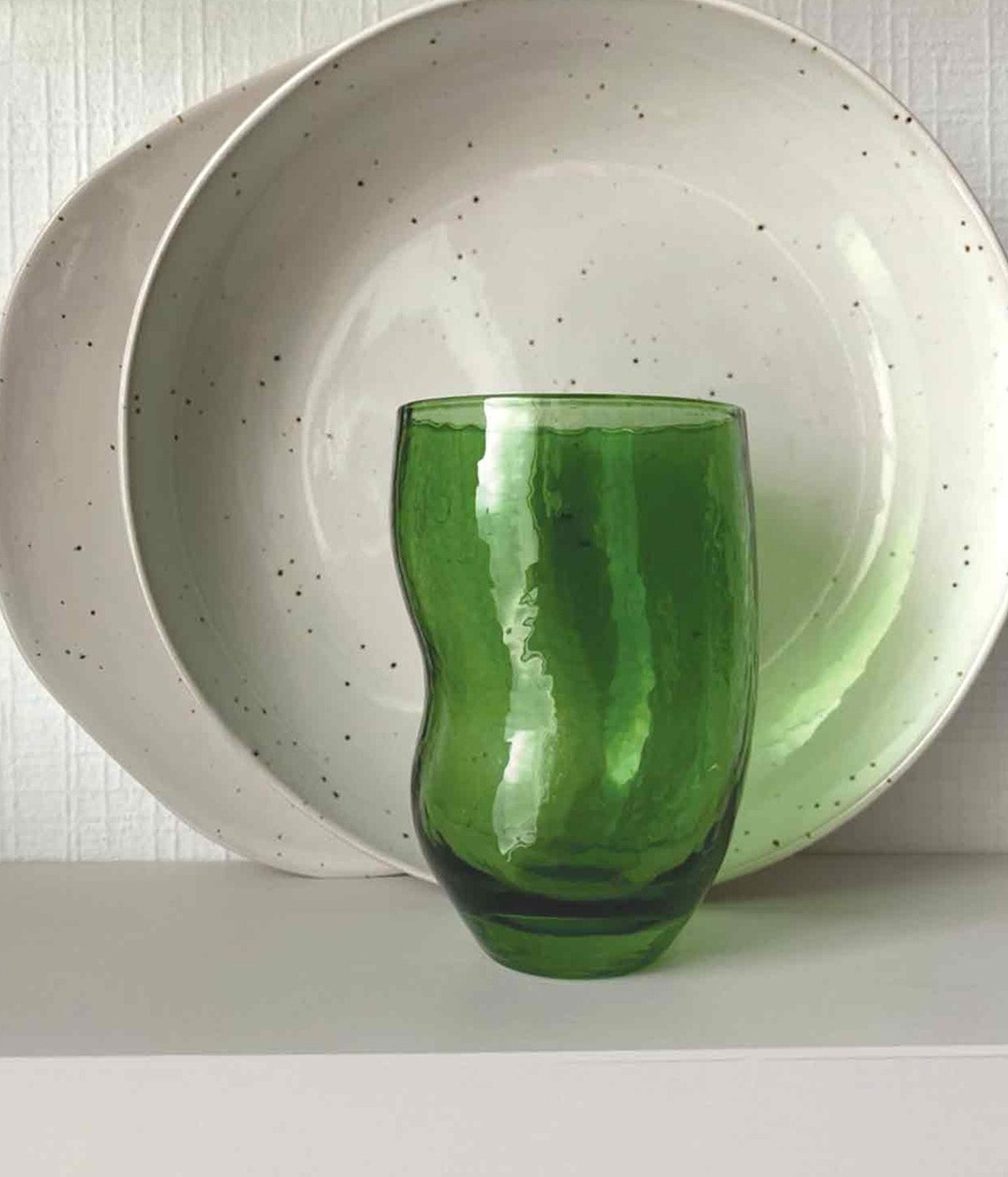 VERRE GOBELET TRIBU- VERT MOUSSE D7 H11CM