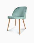 Chaise Ingrid en velours - Bleu Artic - Pieds façon bois