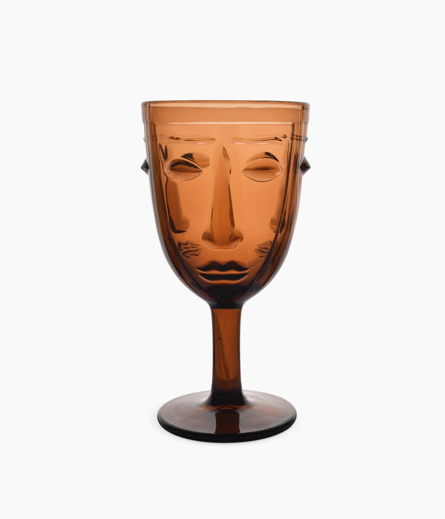 VERRE A PIED VISAGE AMBRE