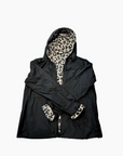 IMPER COURT MI-SAISON-NOIR LEOPARD