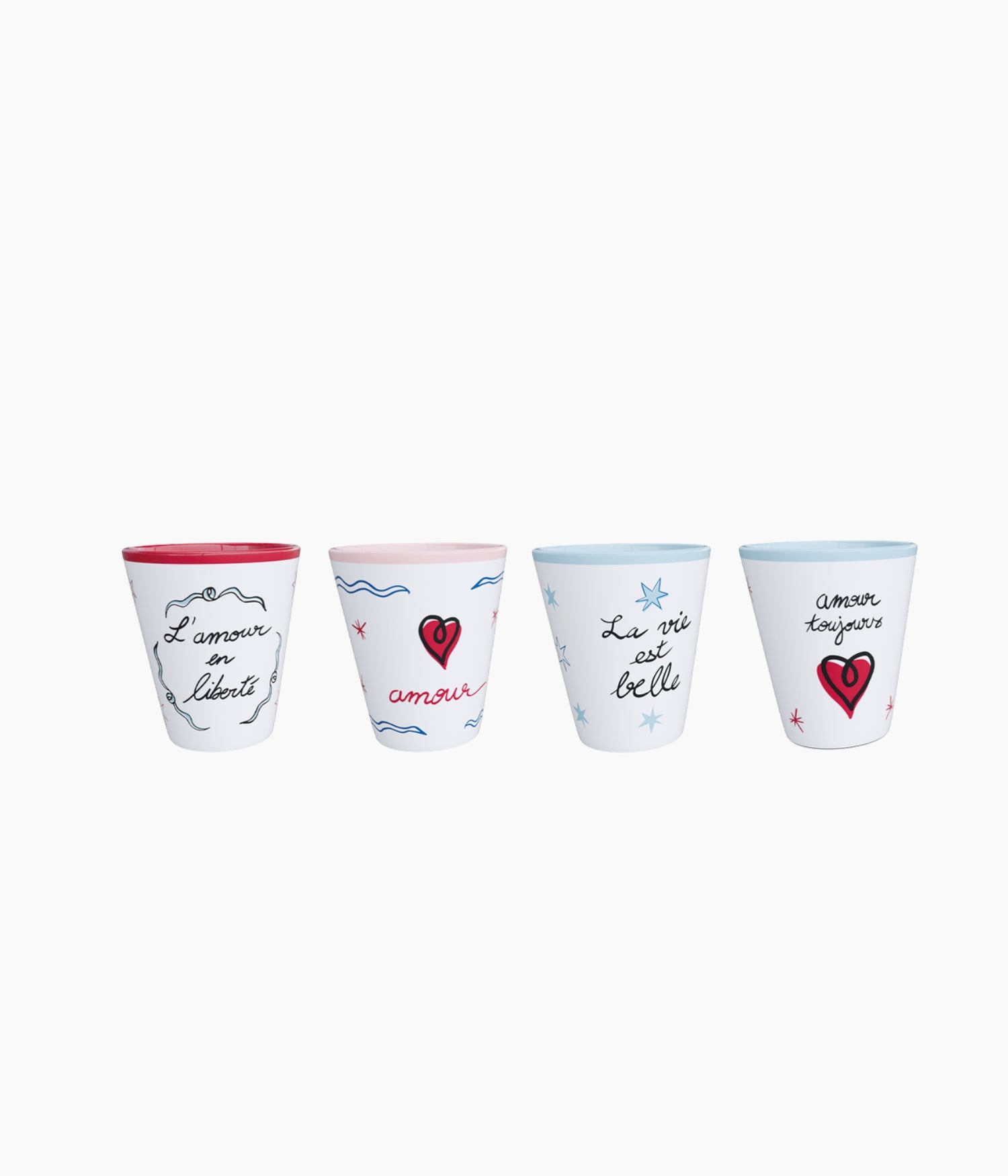 Set de 4 gobelets amour en liberté