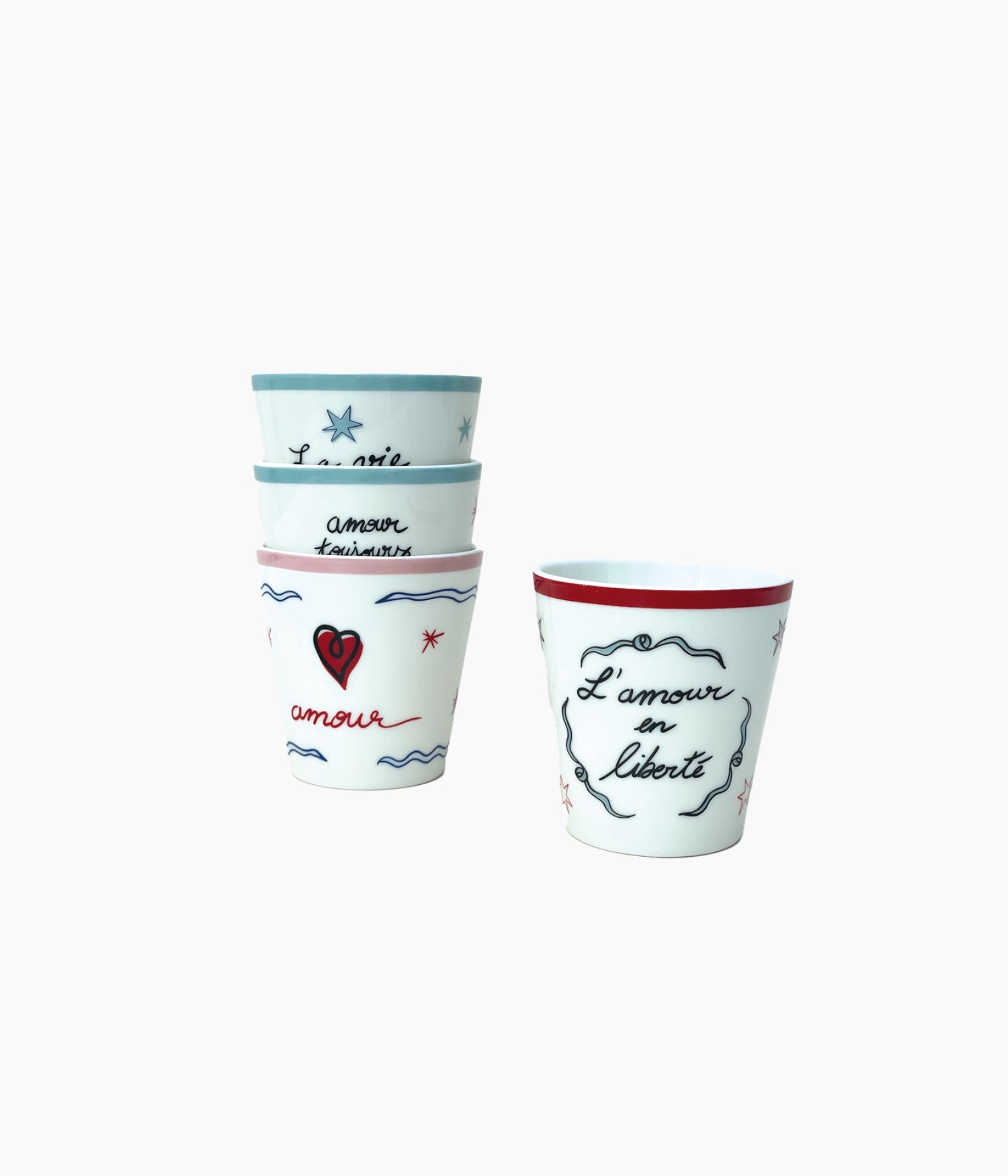 Set de 4 gobelets amour en liberté