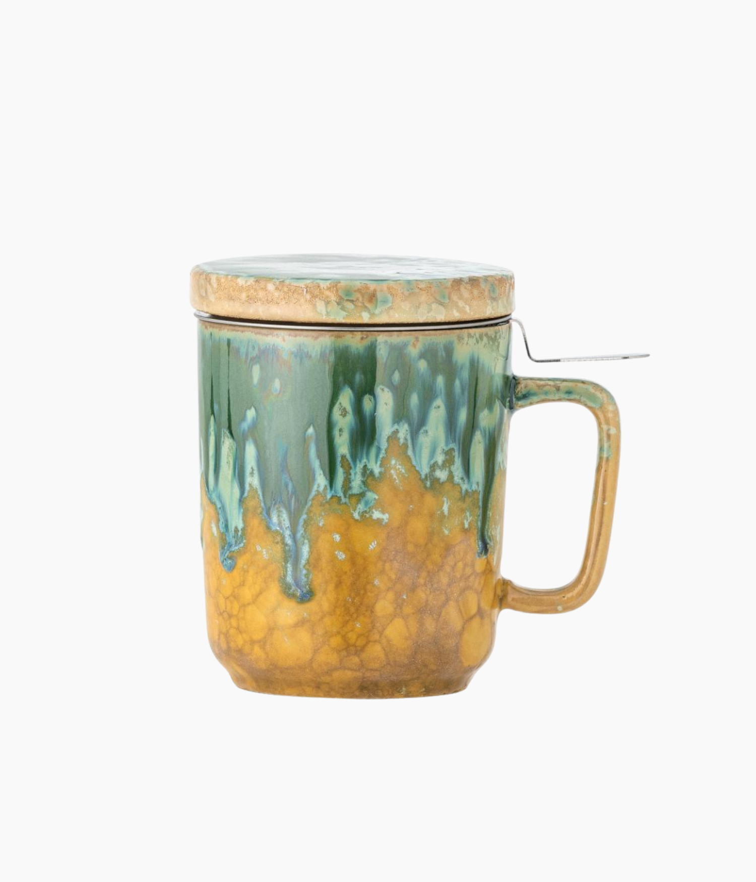 Yuma -  Tasse avec couvercle et passoire à thé - Vert- Ø8xH11,5 cm