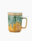 Yuma -  Tasse avec couvercle et passoire à thé - Vert- Ø8xH11,5 cm