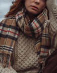 ECHARPE MERINO CAMEL TARTAN