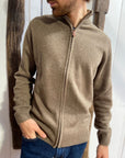GILET FULL ZIP JAUGE - TAUPE