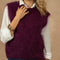 PULL COL ROND SANS MANCHES - AUBERGINE