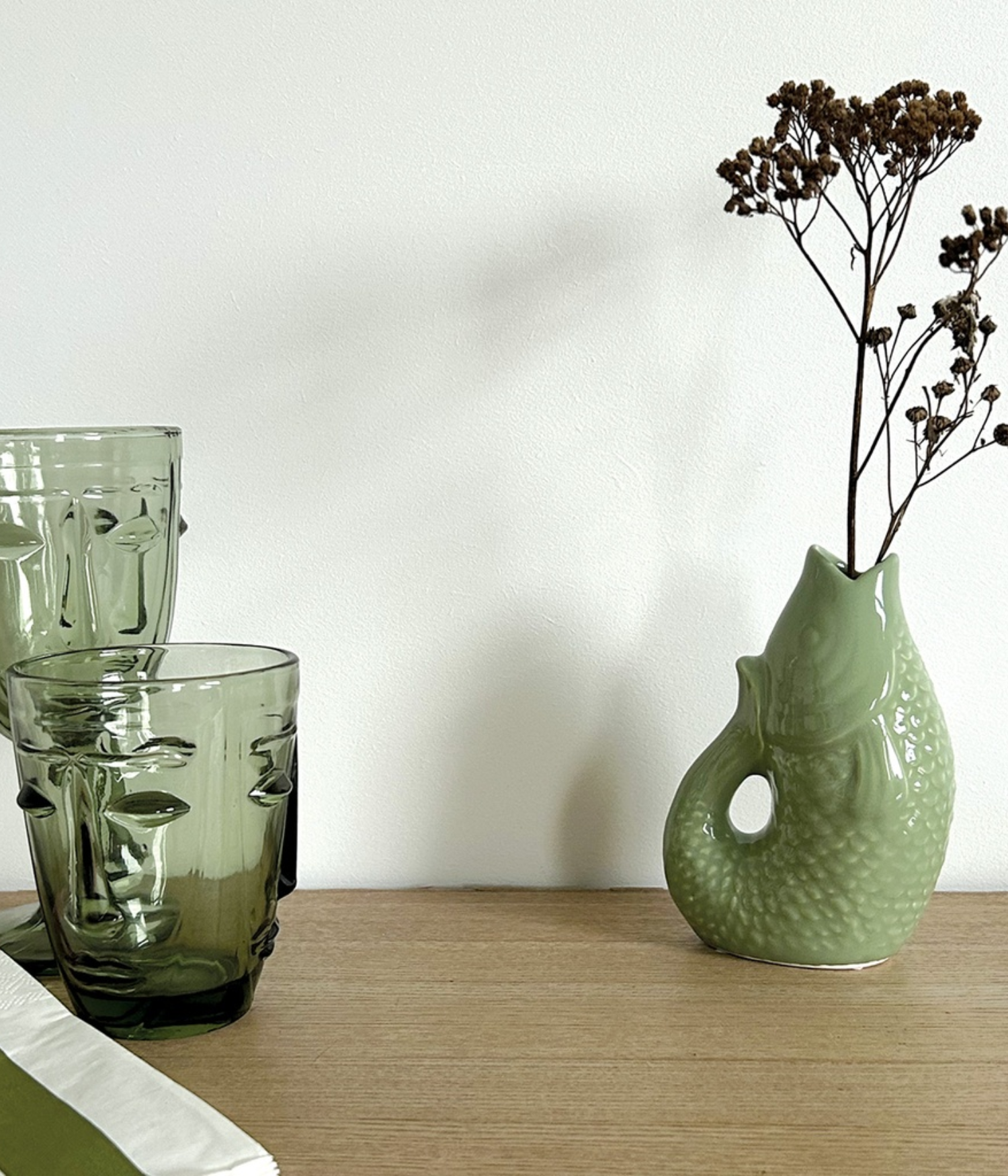 Vase céramique Poisson pm matcha L8,2 P5 H12cm