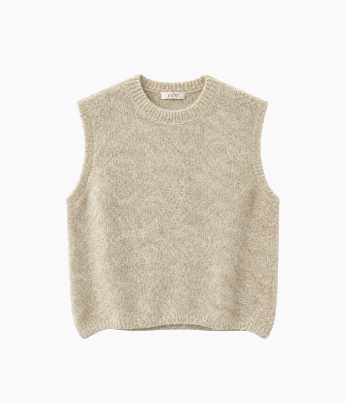 PULL COL ROND SANS MANCHES - BEIGE