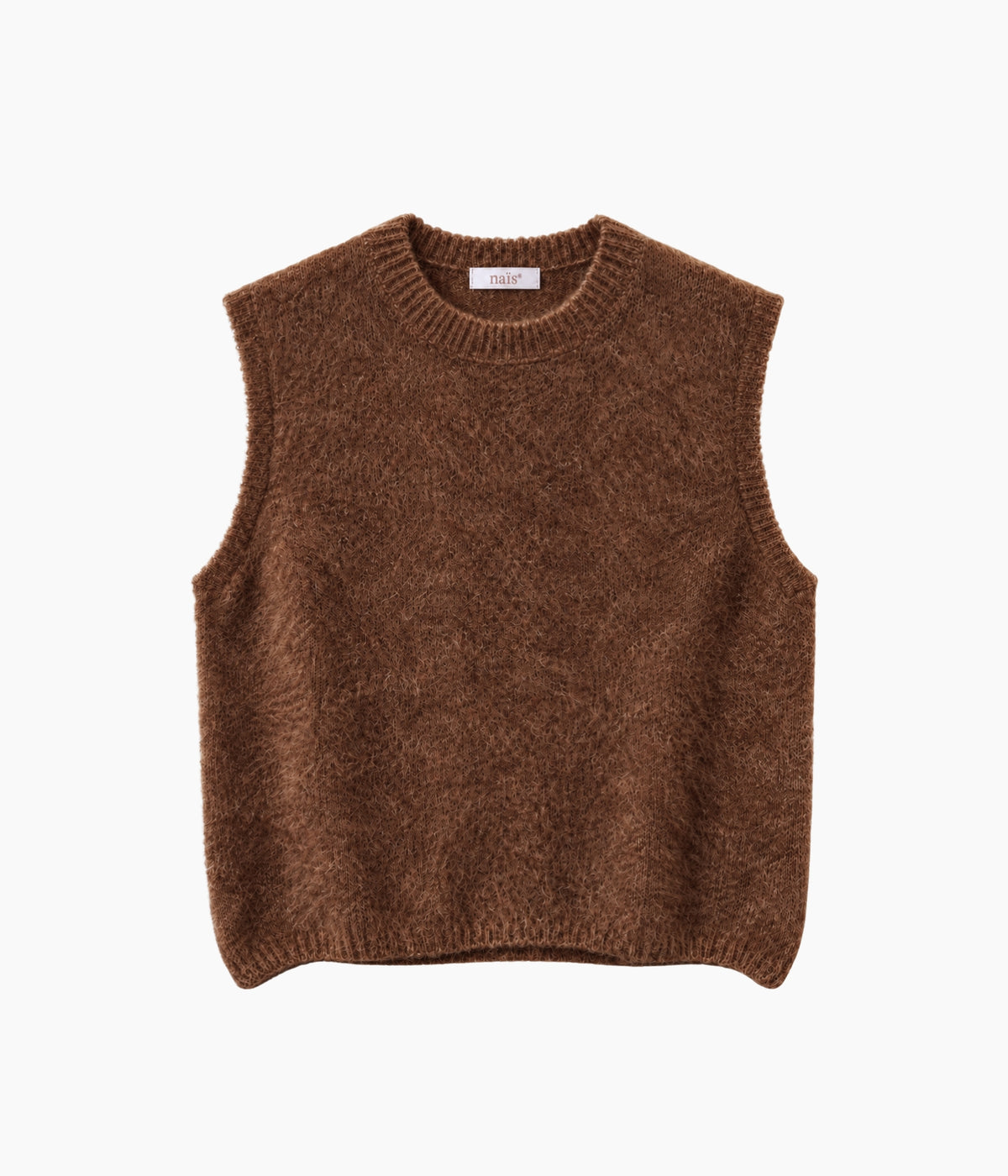 PULL COL ROND SANS MANCHES - NOISETTE