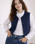 Gilet sans manches Marine – Effet bouclé