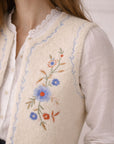 Gilet Sans Manches Brodé – Effet Laine Bouclée