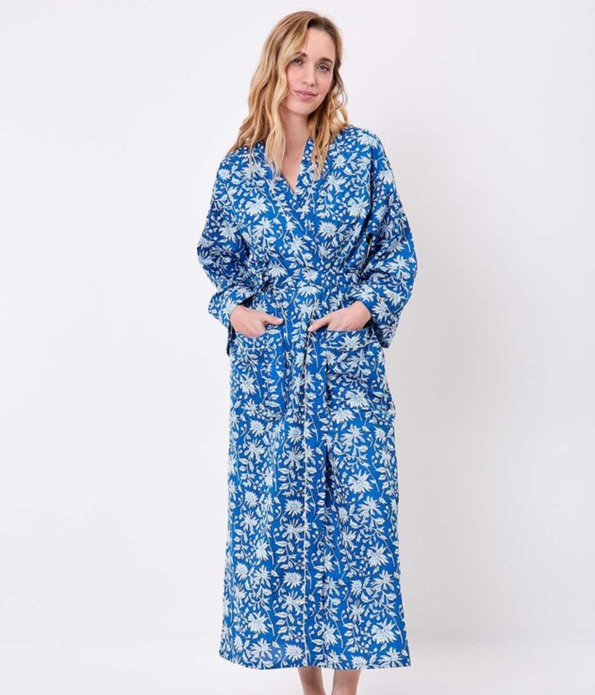 KIMONO KIRIA FLORAL BLEU
