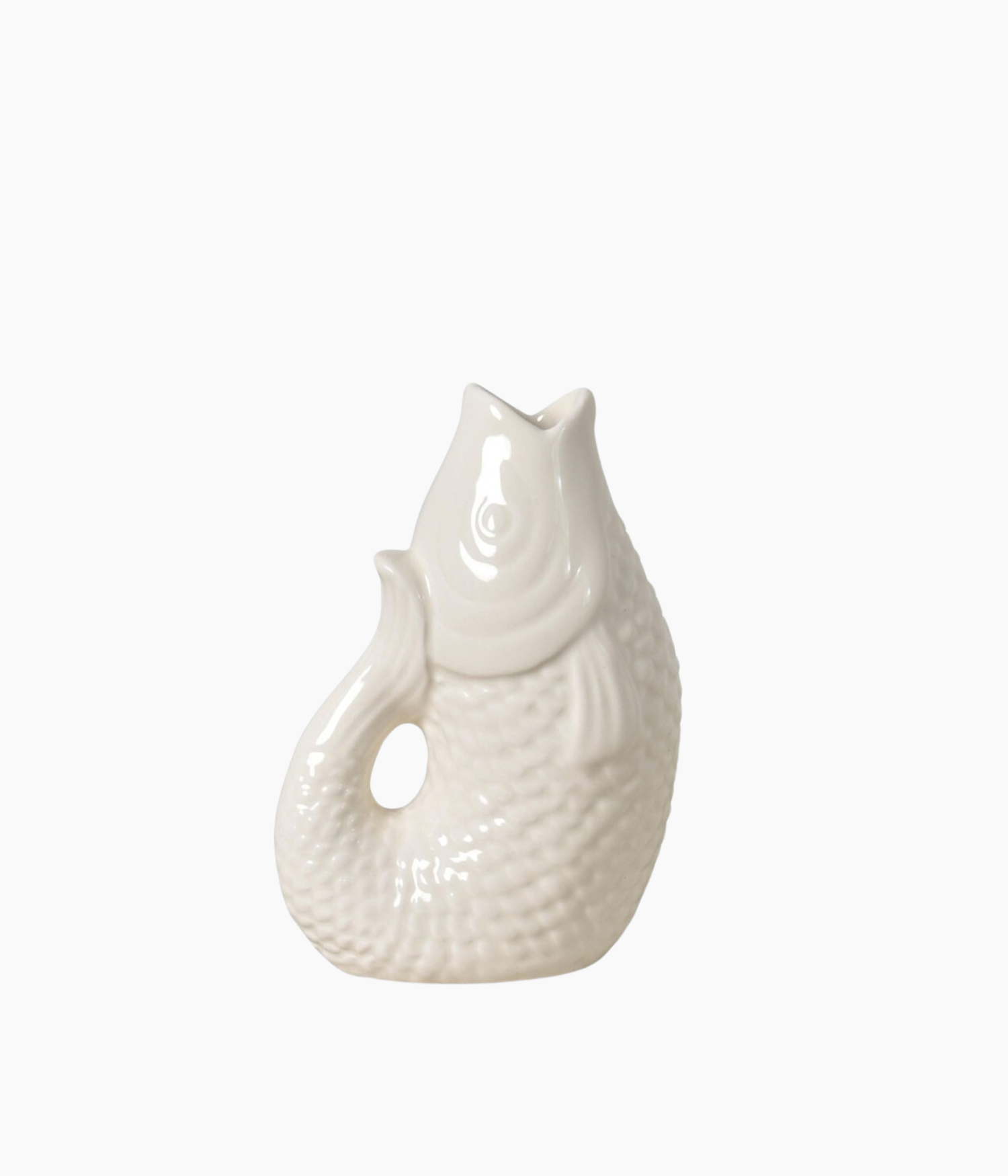 Vase ceramic Poisson pm blanc cassé L8,2 P5 H12cm