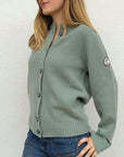 CARDIGAN COL ROND 7 BOUTONS -CELADON