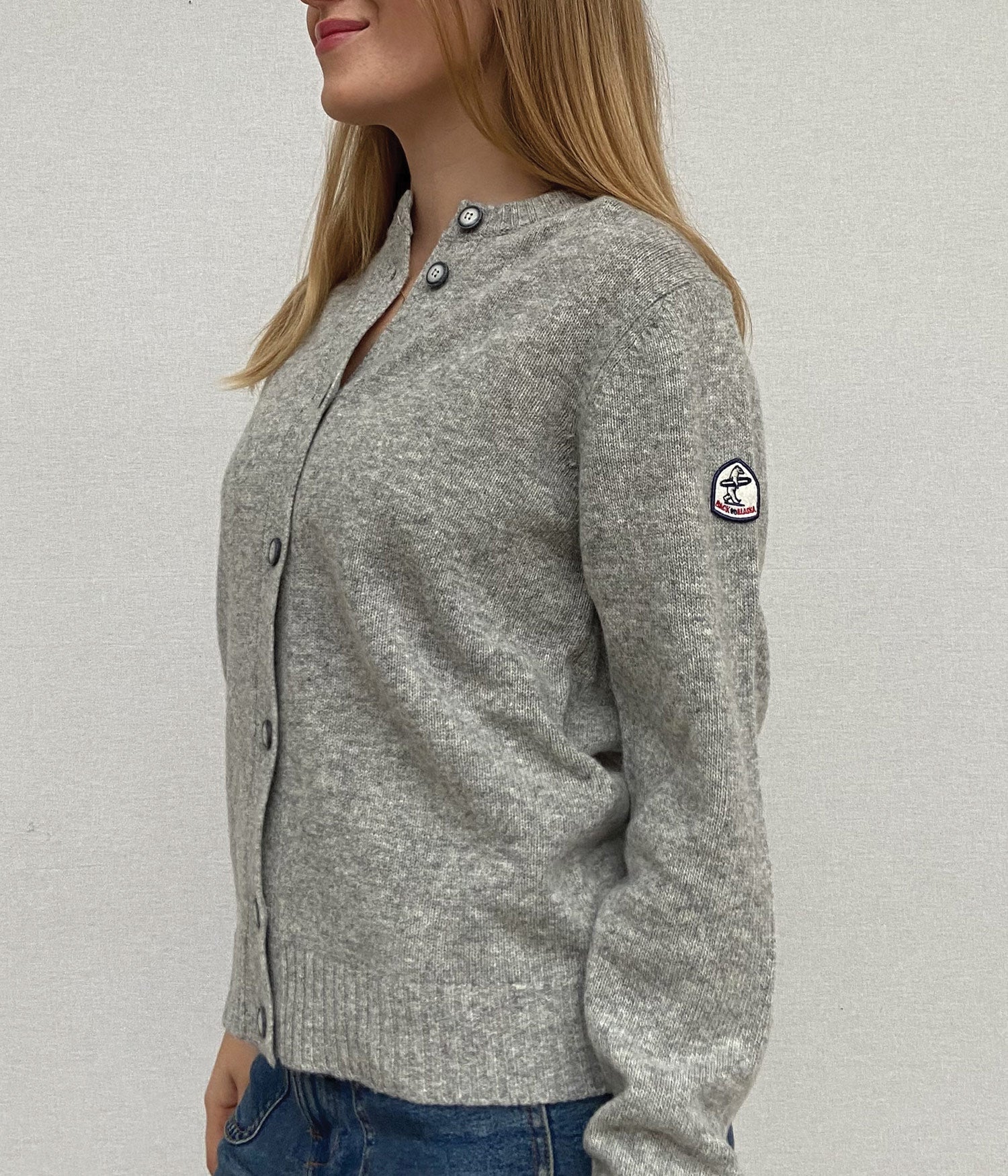 CARDIGAN COL ROND 7 BOUTONS -GRIS CLAIR