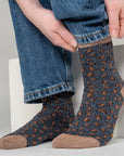 CHAUSSETTES LEOPARD - MARINE/MARRON