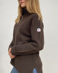 PULL COL ROULE FEMME -CHOCO