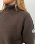 PULL COL ROULE FEMME -CHOCO