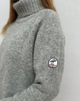 PULL COL ROULE FEMME -GRIS CLAIR